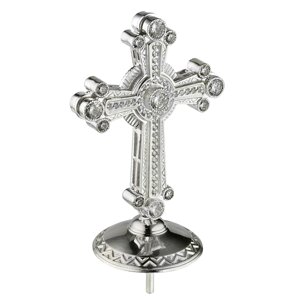 Хрест латунний на митру з прикрасами в срібленні