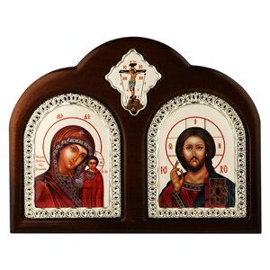 Ікона латунна з образами "Спаситель і Казанська"