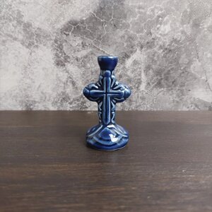 Свічник «Хрест» синій