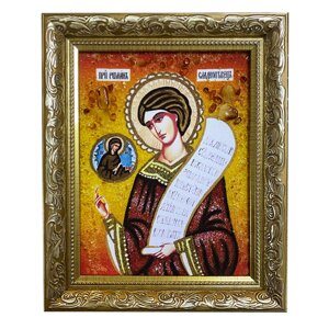 Ікона з бурштину Преподобний Роман Сладкопевец 15x20 см
