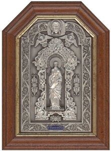 Ікона "Преподобний Феодосій Печерський" зі срібла 19х14см