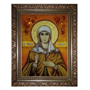 Ікона з бурштину Свята Емілія Кесарійський 15x20 см