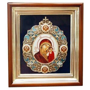 Ікона в дерев'яній рамі з емаллю "Пресвята Богородиця Казанська"