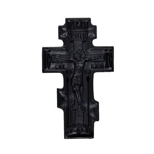 Великий дерев'яний чорний хрест з молитвою і іконами
