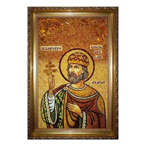 Ікона з бурштину Святий благовірний князь Ярослав Мудрий 15x20 см