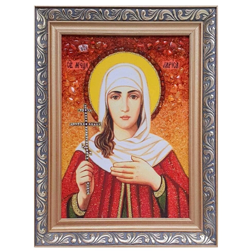 Ікона з бурштину Свята мучениця Лариса 15x20 см - знижка