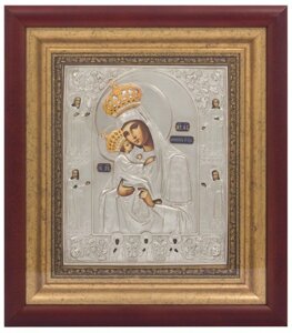 Ікона "Богоматір Почаївська" зі срібла з стразами