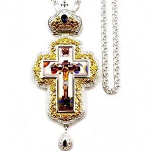 Хрест латунний з принтом та з ланцюгом арт. 2.7.0201л