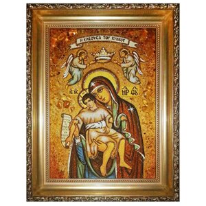 Ікона з бурштину Божа Матір Достойно є 15x20 см в Києві от компании Иконная лавка