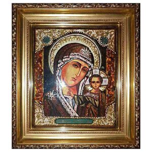 Икона из янтаря "Богородица Казанская" 15x20 см в Києві от компании Иконная лавка