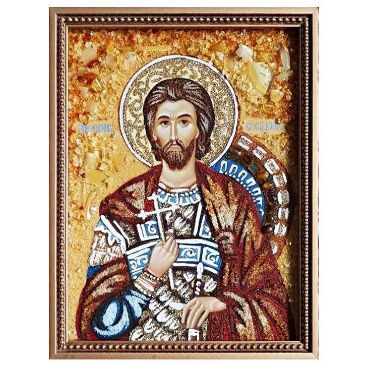 Янтарна ікона Святий мученик Іоанн Воїн 15x20 см - Іконна лавка