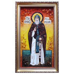 Икона из янтаря "Святой Илия Муромец (Печерский)" 15x20 см