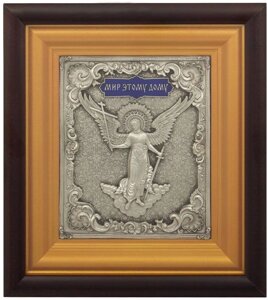 Ікона "Янгол Охоронець" з написом "Мир вашому дому" зі срібла