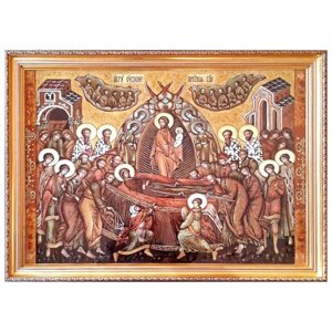 Ікона з бурштину "Успіння Пресвятої Богородиці" 15x20 см