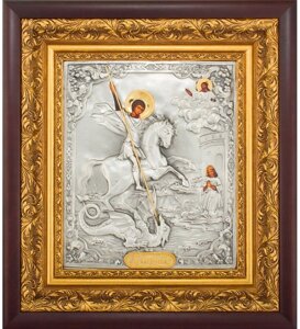 Ікона "Святий Георгій Побідоносець" зі срібла в Києві от компании Иконная лавка