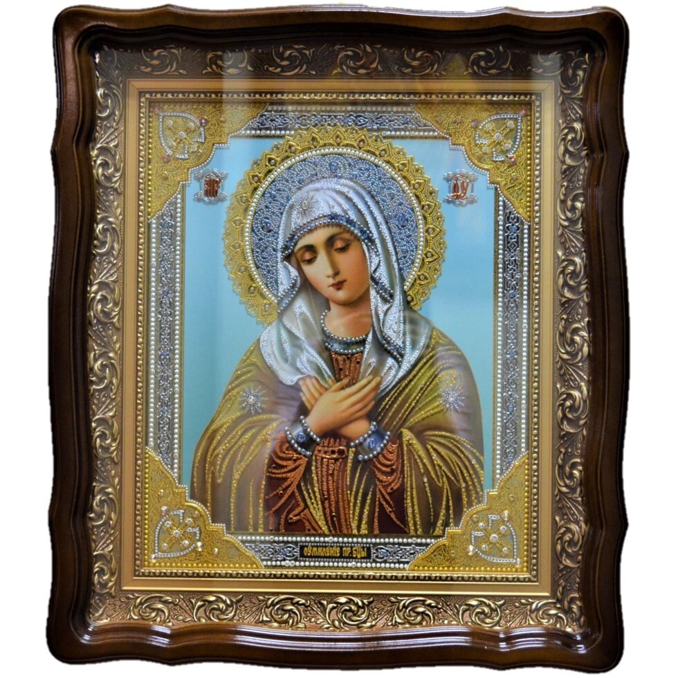 Ікона Пресвята Богородиця Замилування лист по склу 32х28 см - доставка