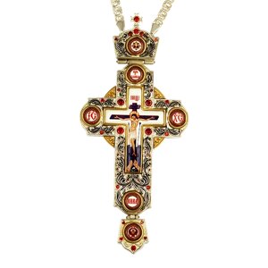 Хрест із ланцюгом для священнослужителя латунний із позолотою
