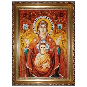 Ікона з бурштину "Образ Пресвятої Богородиці Знамення" 15x20 см