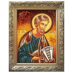 Ікона з бурштину Святий апостол Петро 15x20 см