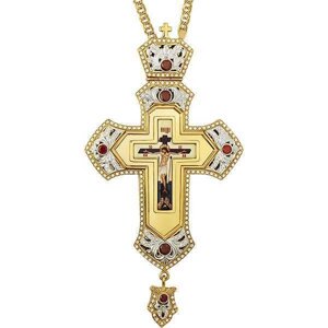Хрест для священнослужителя латунний у позолоті з ланцюгом