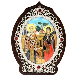 Ікона латунна "Священномученик Кіпріан та мучениця Юстина"