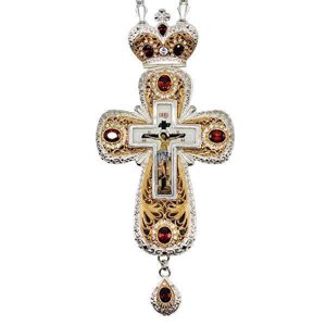 Хрест для священнослужителя латунний у срібленні з позолотою