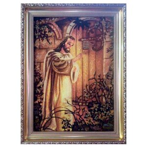 Ікона з бурштину "Ісус стукає в двері" 15x20 см в Києві от компании Иконная лавка