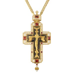 Хрест латунний позолочений з накладками та ланцюгом