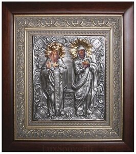 Ікона "Священномученик Харлампій і Свята Єлисавета" зі срібла в Києві от компании Иконная лавка