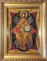 Иконы Спасителя (Иисуса Христа) из янтаря