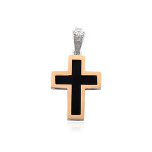 Срібний хрест "Онікс" з золотим кантом