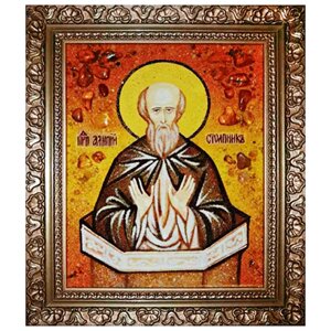 Ікона з бурштину Святий Аліпій Стполпнік (Адрианопольский) 15x20 см