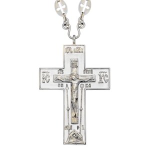 Хрест протоієрейський кабінетний для священнослужителя срібний з ланцюгом