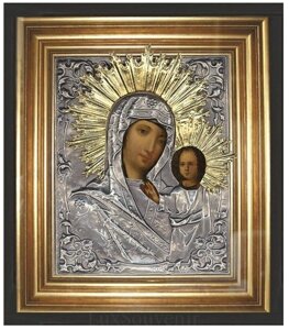 Ікона "Божа Матір Казанська" зі срібла з чорнінням