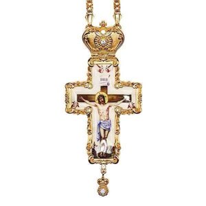 Хрест латунний у позолоті з принтом та з ланцюгом арт. 2.7.0201лп