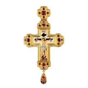 Хрест латунний з принтом у позолоті
