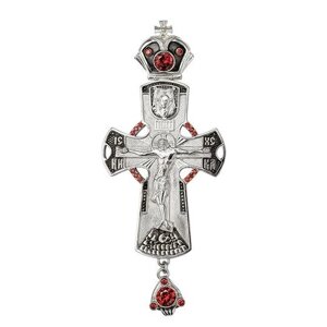 Хрест для священнослужителя латунний з оксидуванням та вставками