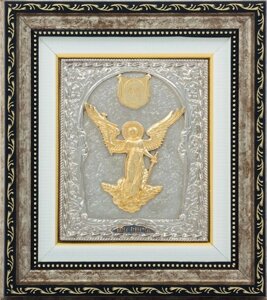 Ікона "Янгол Охоронець" зі срібла з візерунковою рамою