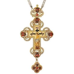 Хрест латунний з фрагментарною позолотою принтом і ланцюгом 2.7.0201л
