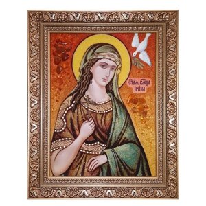 Ікона з бурштину Свята великомучениця Ірина 15x20 см