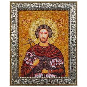 Ікона з бурштину Великомученик Артемій Антіохійський 15x20 см