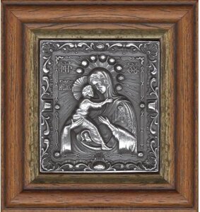 Ікона "Пресвята Богородиця Володимирська" зі срібла з чорнінням