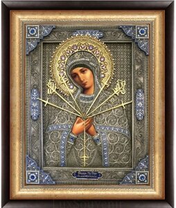 Ікона "Божа Матір Семистрільна" з срібла