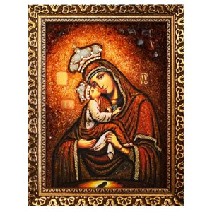 Икона из янтаря Богородица Почаевская 15x20 см