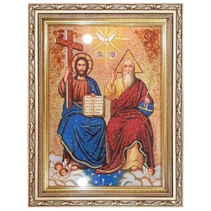 Ікона з бурштину "Новозавітна Трійця" 15x20 см