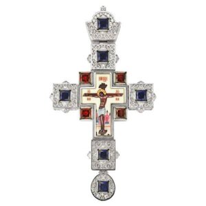 Хрест латунний з латунним принтом і зі вставками в Києві от компании Иконная лавка