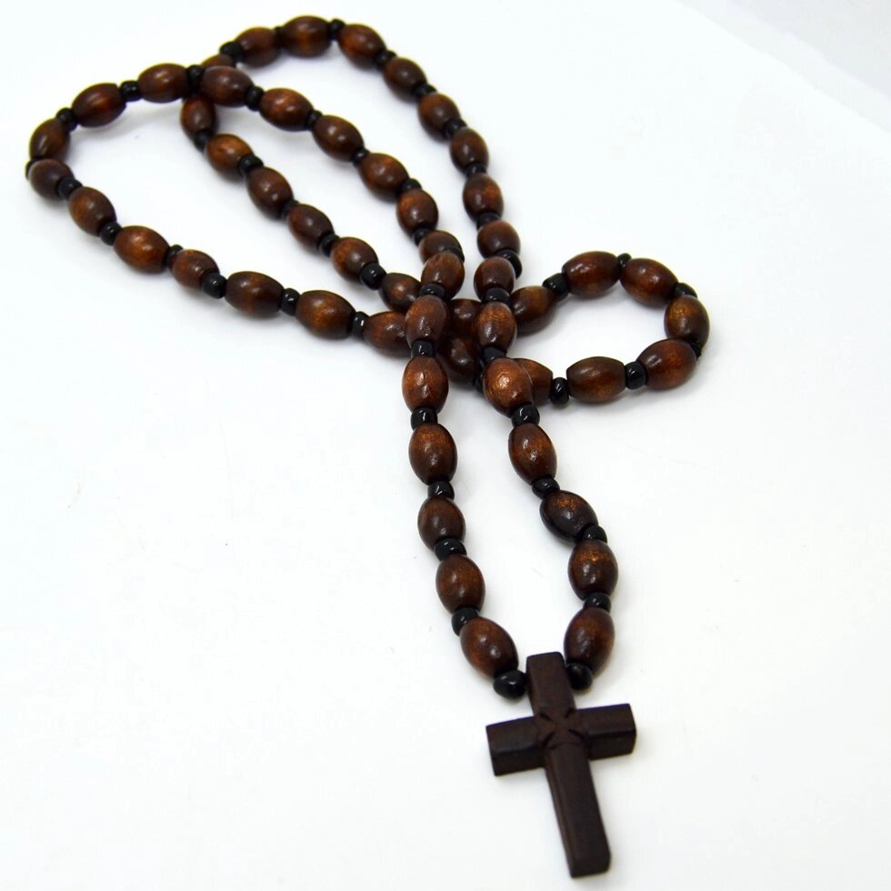 Підвіска з хрестом і ланцюгом з дерева Самшит від компанії Іконна лавка - фото 1