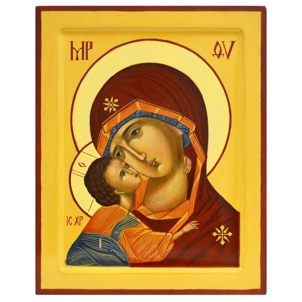 Писана ікона "Богородиця Володимирська" від компанії Іконна лавка - фото 1