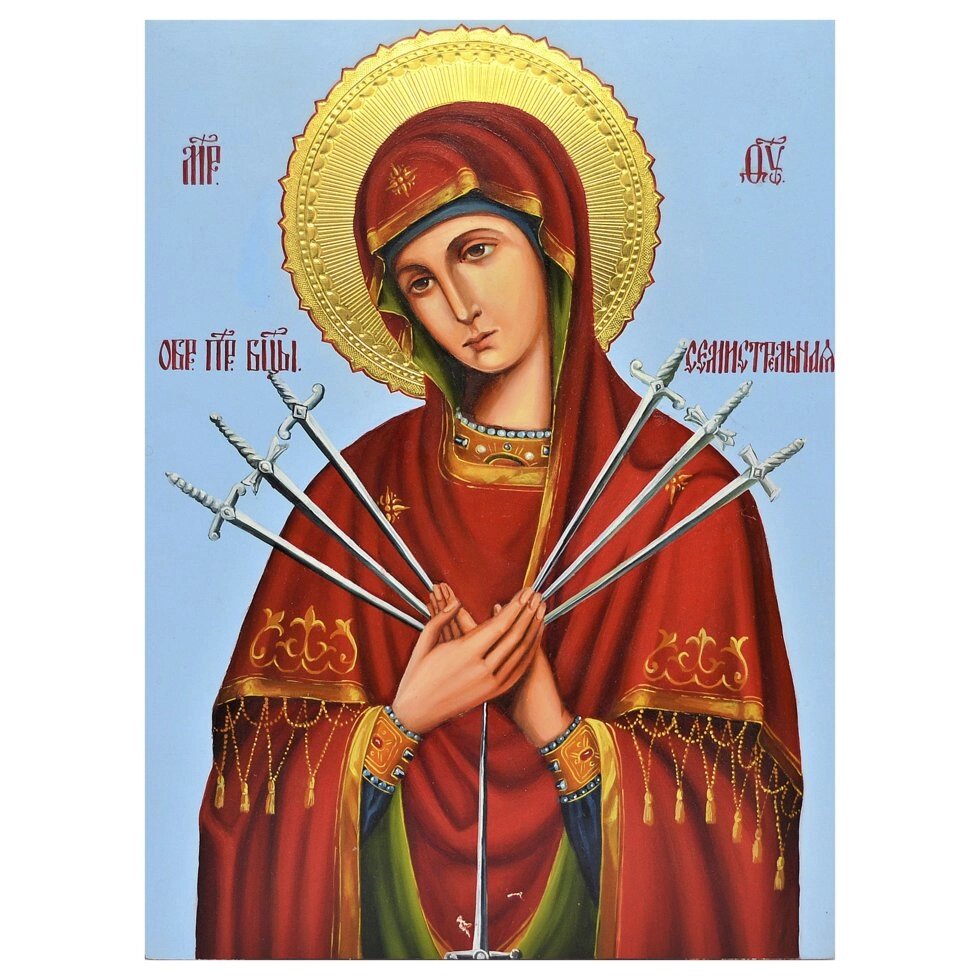 Писана ікона "Образ Пресвятої Богородиці Семистрільна" від компанії Іконна лавка - фото 1