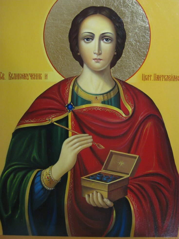 Писана ікона "Святий великомученик і цілитель Пантелеймон" від компанії Іконна лавка - фото 1